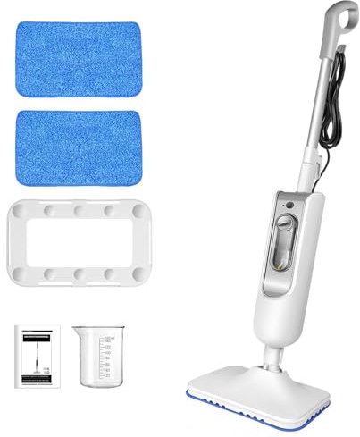 Steam Mop, 1500W MultiPurpose Handheld Steam Cleaner with 2 Washable Pads, 400ML/13.53oz Tank, Fast Heat Up in 20 Seconds, Powerful Steam, Detachable Floor Steamer for Hardwood/Tile/Laminate Floors