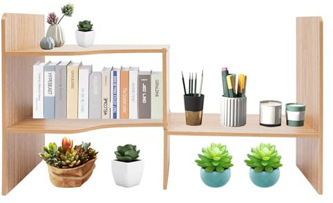 Ciounmb Schreibtisch-Regal-Organizer: Bücherregal für Büro, Wohnzimmer, ideal für CDs, Magazine und Bücher ﻿ (Gelbe Fichtenholzfarbe)