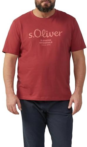 s.Oliver Herren T-Shirt in großen Größen – Baumwolle, klassischer Fit, mit Logo-Print