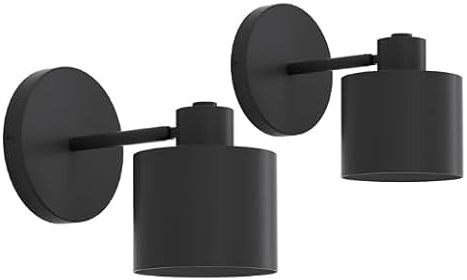 Glowlit Wandlampe mit Stecker Dimmbarem Schalter, Schwarze Wandleuchte Innen mit 360° Drehbar, E27 Wandleuchte Industrial 60W Wandstrahler Innen für Wohnzimmer Schlafzimmer Flur