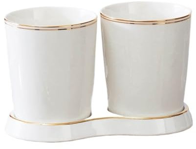 YANG11FAN Porta Utensilios Porta Utensilios de cerámica con 2 Compartimentos for encimera de Cocina Escurridor de Cubiertos(Blanco)