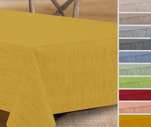 Wachstuchtischdecke rund oval eckig, Georginias Tischdecke abwischbar, Farbe und Größe wählbar (Eckig 320x140 cm Gelb)