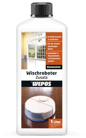 Wepos Wischroboter Zusatz streifenfreie Reinigung Bodenreiniger Konzentrat Reinigungsmittel Nasswischgeräte für alle wasserbeständigen Böden 1L