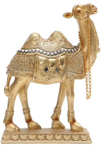 Tierstatue Tier 4 x 7,5 Zoll Harz Golden Exquisit Kleiner Kameltierstatuen für Home Office Tischdekoration