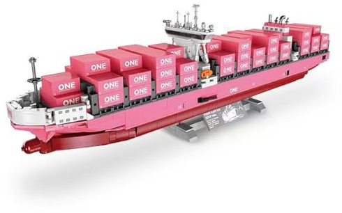 SANFUNET Containerschiff Baustein Bausatz, 1446 Klemmbausteine Frachtschiff Bausteine Set, Schlachtschif Modellbausatz, Kreatives Spielzeuggeschenk für Erwachsene und Teenager