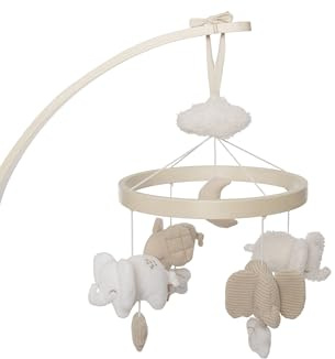 Jollein Mobile Baby – Elephant Tales – Mit Elefanten & Wolke – Weiches Baby Mobile für Babybett & Laufgitter – Fördert Sinne & Aufmerksamkeit – Geschenke zur Geburt