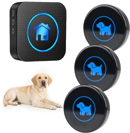 Cangecit Dog Door Bell, Wireless Dog Doorbells for Potty Training – Dog Bells to Go Outside, 1000Feet Range, Waterproof Button, 55 Melodies & 5 Notification Modes (3 Buttons)