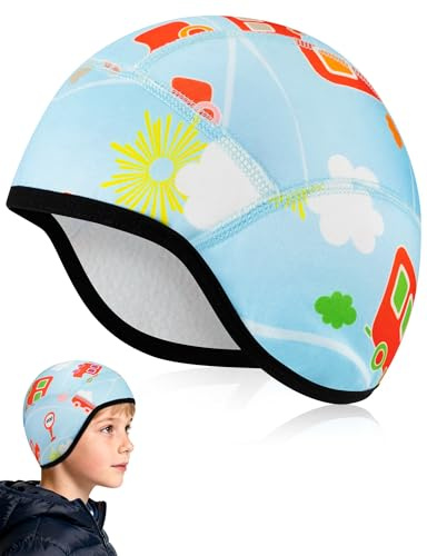 Becellen Helmmütze Kinder, Fahrradmütze Kinder Helm Mütze Jungen Unterziehmütze Sportmütze Mädchen Laufmütze Unterhelmmütze Funktionsmütze mit Ohrenschutz für Alle Outdoor Aktivitäten