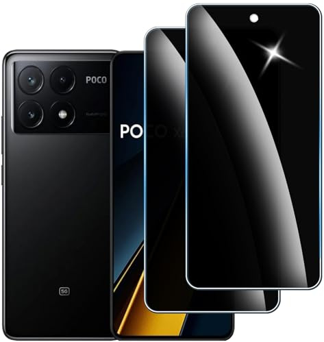 iccdpi 2 Piezas Protector Pantalla Privacidad Vidrio Templado para Xiaomi Poco F6 Pro, Antiespia 9H Dureza, Anti-Arañazos, Anti-Huellas, Sin Burbujas