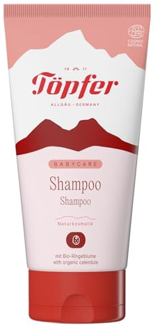 Töpfer Babycare Shampoo – mildes Shampoo für feines Haar & empfindliche Kopfhaut – mit Bio-Weizenkleie & Bio-Ringelblume – ohne Sulfate – 150ml