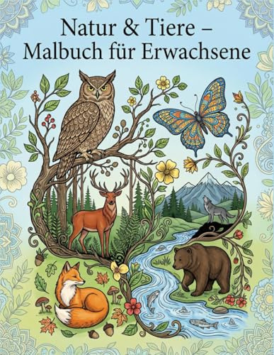 Natur & Tiere – Malbuch für Erwachsene: 60+ entspannende Ausmalvorlagen | Anti-Stress, Achtsamkeit & kreative Entspannung