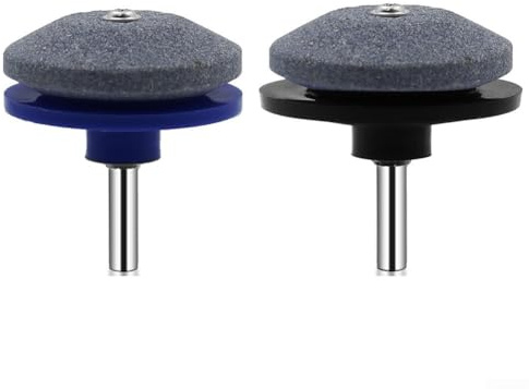 Set of 3 Corundum Based Sharpening Stones for Lawn Mower Blade Repair with Compatibility for Drill Powered Grinding Systems (Blue)