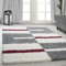 Carpetsale24 Wohnzimmer Teppich - Moderne Kariert Design Shaggy Flokati 140 x 200 cm Rot-Creme - Hochflor Schlafzimmer Extra Weich Pflegeleicht - Langflor Flauschiger Küche