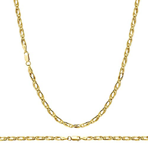 PRINS JEWELS 14 Karat 585 Gold Tigeraugen Pfauenauge Unisex Gelbgold Kette - Breite 3.50 mm (60)