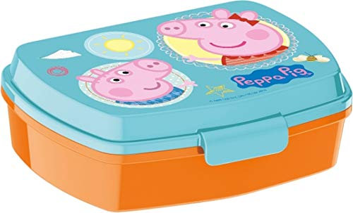 p:os p:os Peppa Wutz Brotdose für Kinder mit einem Fach, Lunchbox aus Kunststoff mit Clip-Verschlüssen, Vesperdose für Kindergarten, Schule und Freizeit