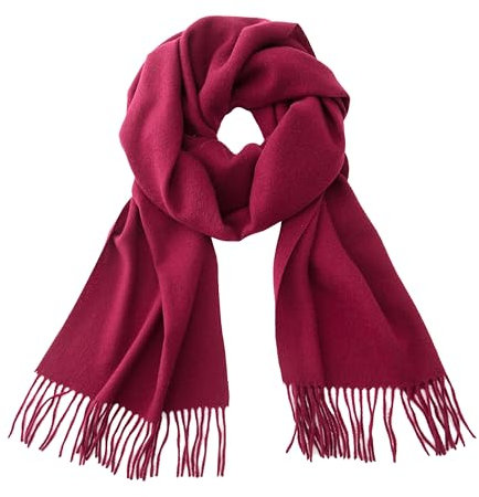 Calvia Cashmere Feel Schal – super weich und warm für den Winter – eleganter Look für Damen und Herren - Rot - Large