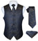 HISDERN Anzugweste für Herren Marineblau Florale Hochzeit Weste Krawatte Einstecktuch Taschentuch Jacquard Weste Herren Anzug Set Elegant XL