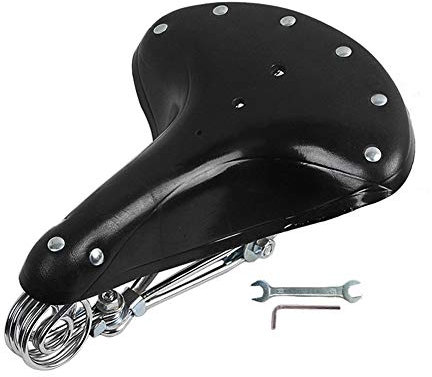 CviAn Vintage Fahrradsattel bequemer Fahrradsattel Vintage Fahrrad Sattel Retro Nieten Federkissen, 3850XSN1117N72W, Schwarz