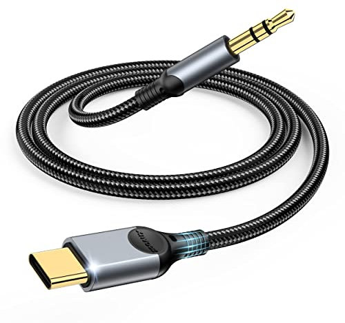 ZOOAUX USB C to 3.5mm Jack Audio Cable (1.2M), Type C to Aux Headphone Stereo Cord Car Compatible with iPad Pro 2018 Pixel 5 6XL,iPhone 16 16 Pro 15 Pro Max Huawei,Samsung Galaxy S25 S23 S22 S21