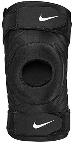 Nike Pro Open Knee Strap Sleeve Black White Tobilleras, Rodilleras, férulas y cabestrillos, Adultos Unisex, Multicolor, M