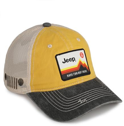 Jeep Have Fun Out There Patch Garment Washed Trucker Hat Unstructured Yellow