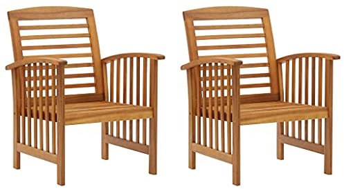 vidaXL 2X Akazienholz Massiv Gartenstuhl Gartensessel Stuhl Sessel Gartenmöbel Holzstuhl Stühle Balkonstuhl Terrassenstuhl Gartenstühle