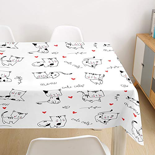 Morbuy Tischdecke Abwaschbar, 3D Katze Drucken Tischtuch Rechteckig Tischwäsche Gartentischdecke Outdoor Tischdekoration Wasserdicht Polyester Ölfest Pflegeleicht (100x140cm,Süße Kätzchen)