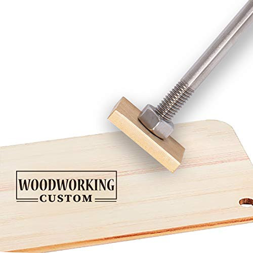 OLYCRAFT Custom Wood Branding Eisen 3cm/3cm Leder Branding Eisenstempel Custom Logo BBQ Heat Stamp Mit Messingkopf Und Holzgriff Für Die Holzbearbeitung, Und Handgefertigtes Design - Reiner Text#4