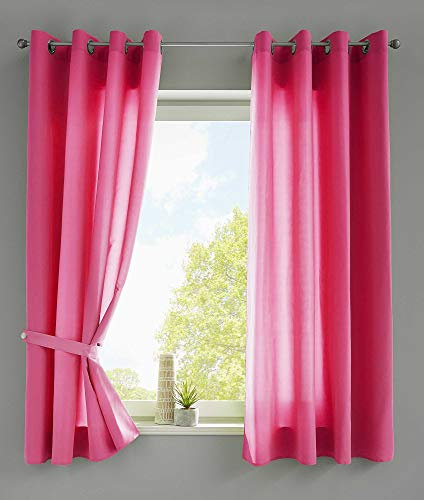 Gardinenbox 2er Set Vorhänge Schal Ösen »Berlin« HxB 145x140 cm Pink Blickdicht Microsatin Lichtdurchlässig Uni Matt, 20405N2