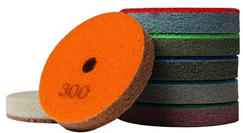 5 Diamond Sponge Fiber Polishing Pad 300-10000 Grit - Polishing Tile Stone Marble Concrete Ceramics Glass 7set