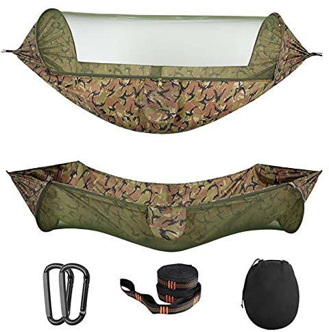 FOGUO Hamac de Voyage Moustiquaire, Hamac de Camping 2 Personnes, Hamac Suspendu Exterieur sur Pied, Contient Le Crochet, Sac de Transport, pour Voyage Jardin