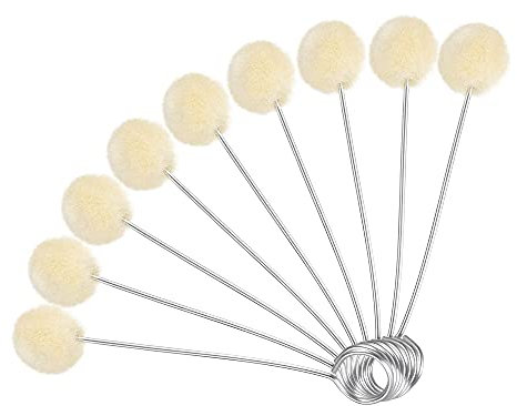 sourcing map 20 Pcs Wool Daubers Ball Leather Dye Tool 4.9 Length Wool Balls Brush with Steel Handle for DIY Crafts Projects