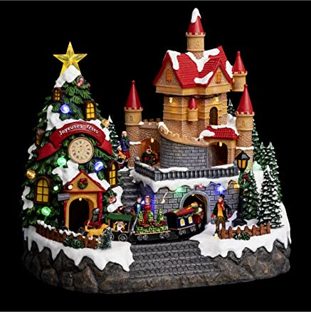 FEERIC LIGHTS & CHRISTMAS - Weihnachtsdorf, Weihnachtsmanor, animiert/musikalisch, 33 LEDs + Trafo