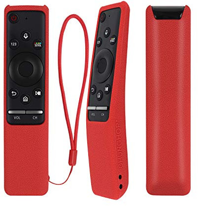 Custodia Protettiva in Silicone per Samsung Smart 4k TV Telecomando, Compatibile con BN59-01259B BN59-01266A BN59-01241A BN59-01242A BN59 Serie Remote, Lavabile Antiurto, con cordino (Rosso)