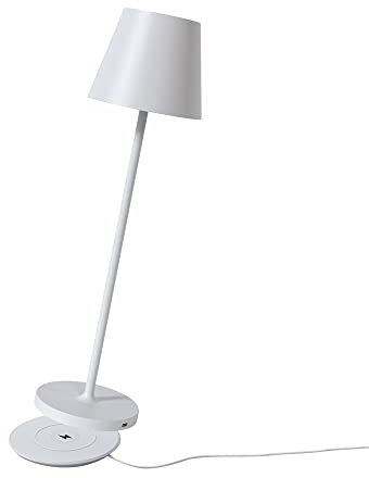 NCC-Licht LED Akku Tischleuchte Weiß IP54 Indoor & Outdoor 2,2 Watt 190 Lumen Warmweiß 2700K mit induktiver Ladestation und Touch-Dimmer