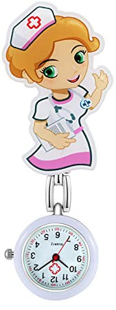 Avaner Krankenschwesternuhr Cartoon Design Taschenuhr, Schwesternuhr Krankenschwester Uhren mit Clip, Pflegeuhr FOB Analog Quarzwerk Ansteckuhr für Doktor Arzt Schwestern