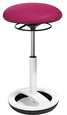 Topstar SU53BT7 Sitness High Bob, Stehhilfe, Fitnesshocker, Arbeitshocker, Sitzhöhe: 49-70cm, Standfußring Alu weiß lackiert, Stoffbezug, pink
