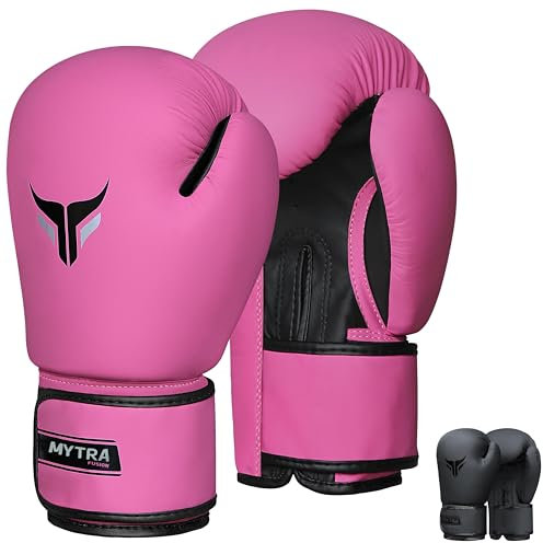 Mytra Fusion Gants de Boxe Femmes Gant de Boxe Gants de Boxe MMA Training Punching Kickboxing (Pink, 14-oz)