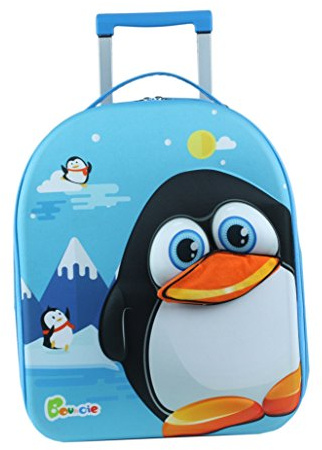 Bayer Chic 2000 - Bouncie Kinder-Trolley mit 3D-Pinguin-Motiv, Kinderkoffer, Kindergepäck, blau
