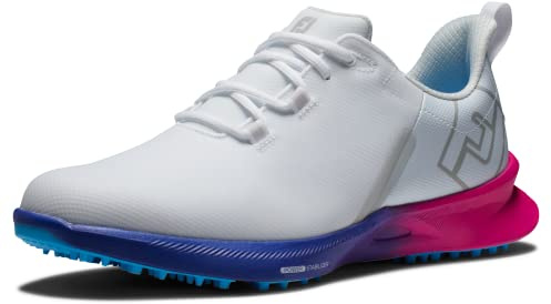 FootJoy Men's Fj Fuel Sport Golf Shoe, White Pink Blue, 8 UK