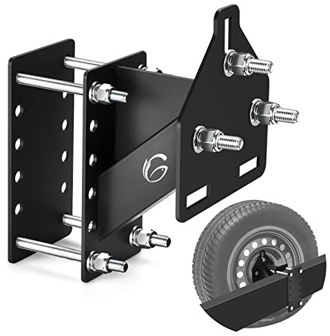 GADFISH Spare Tire Carrier Mount, 3-Nuts Design Trailer Bracket Heavy Duty Holder, Fits 4 & 5 & 6 Lugs Trailer Wheels on 4, 4.5'', 4.75'', 5'', 5.5''and 6''Bolt Patterns, Holds up to 150 Lbs