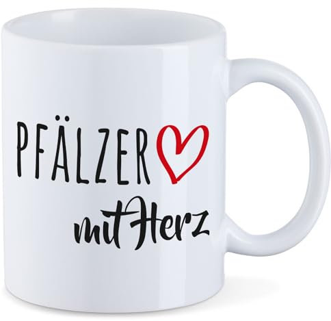 Huuraa Tasse Pfälzer mit Herz Geschenk 330ml Weiß Pfälzer Präsent