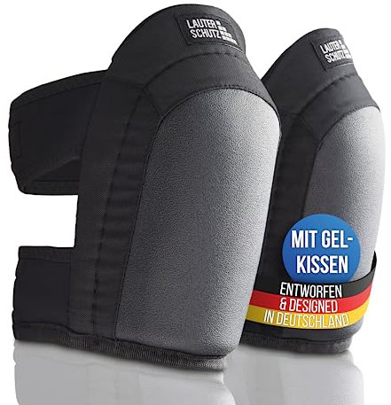 LauterSchutz® Ginocchiera professionale in gel per lavorare per strati di pavimento con rivestimento antiscivolo e comoda doppia chiusura, per artigiani e fai-da-te (Nero - vestibilità slim)