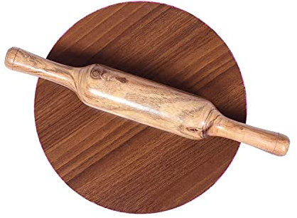 BishtHub Handgefertigte Holz-Chakla-Belan-Set Rollteller Roti Maker Rolle 25,4 cm