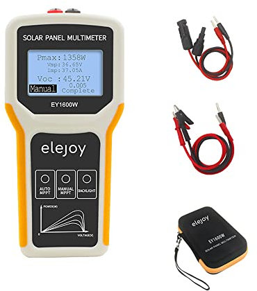HUIOP Multimetro per pannello fotovoltaico da 1600 W Tester MPPT per pannello solare Dispositivo per test di tensione a circuito aperto Tensione massima del punto di potenza Misuratore di test di pote