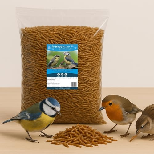 10 kg Getrocknete Mehlwürmer Futterbauer – 100% Naturfutter für Wildvögel & Igel | Proteinreiches Premiumfutter ohne Zusätze