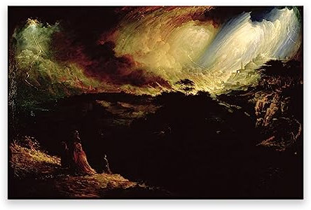 LZ6J8C9 Religion-Wandkunstbild. John Martin Gemälde auf Leinwand. berühmte Kunstdrucke „Gomorrha“. Leinwandbilder für Wohnzimmerdekoration, 30 x 48 cm (11,8 x 18,9 Zoll), nur Leinwand