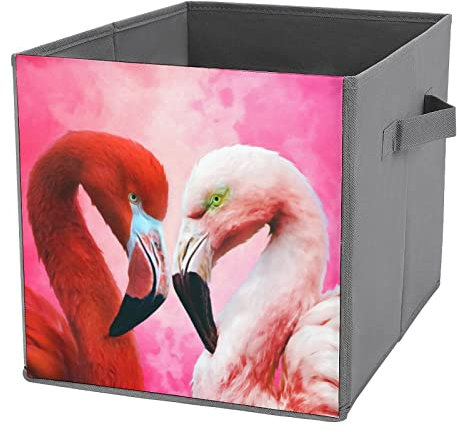 AOOEDM Love Flamingos Summer faltbare Würfel-Aufbewahrungsbehälter aus Stoff, Spielzeugkiste/Truhe/Organizer für Kinder, rosa, faltbare Aufbewahrungswürfel, Aufbewahrungswürfel