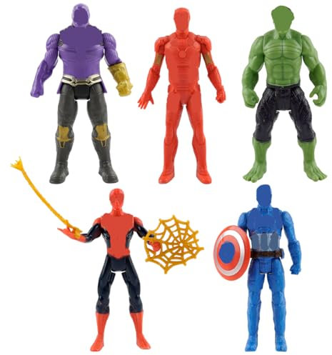 Philoctes 5 Stück Mini Figuren Set, Superhelden Figuren Set Cake Topper, Superhelden Figuren Tortendeko Superhero für Kindergeburtstag Kuchen Dekoration Office Sammler Party Liefert Junge