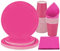 PARTY GO 96 Pcs Hot Pink Paper Plates, Party Plates Cups and Napkins Disposable Party Tableware Set Supplies for Birthday Wedding Holiday Graduation Baby Shower Decorations Serve 24 Guests